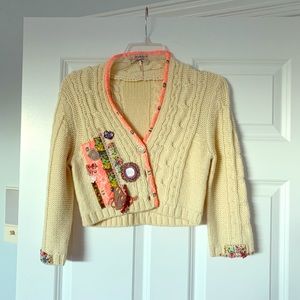 Free People Boho Cropped Knit Sweater